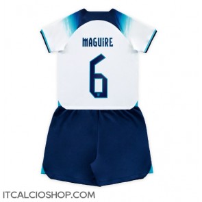 Inghilterra Harry Maguire #6 Prima Maglia Bambino Mondiali 2022 Manica Corta (+ Pantaloni corti)